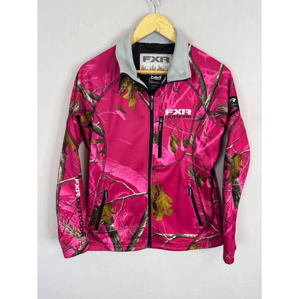 FXR Outdoor Womens Pink Realtree Camo Softshell Jacket Full Zip Size 8‎